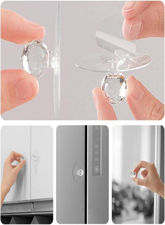 ZIVIK Cabinet Drawer Pull Knobs, Self Adhesive Acrylic Crystal Shaped Pulls Handles Knobs for Wardrobe Cupboard Bathroom Dresser Furniture Door Window (Round Pack of 4) - Image 3